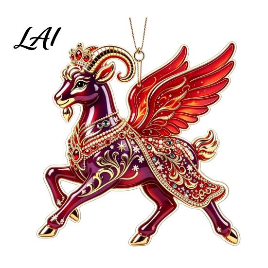 Durable Acrylic Ornament Goat Christmas Tree Pendant Hanging Ornament Not Easy to Fade Decorative Charms for Holiday And Car Decoration