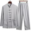 Men Fall Cotton and Linen Chinese Traditional Clothing Set Buckle Kung Fu Shirt Oriental Retro Top Pants Tai Chi Breathable Uniforms Hanfu