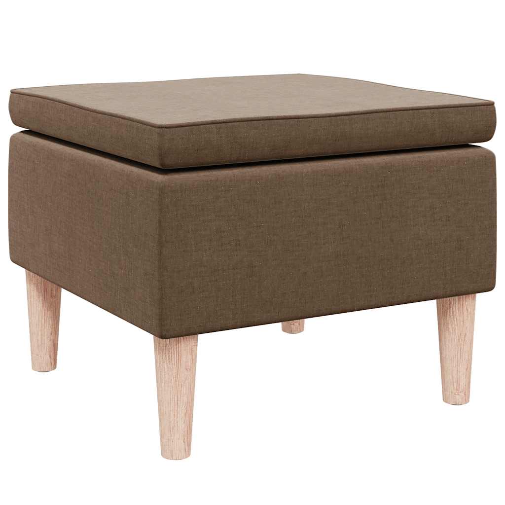Footstool with Wooden Legs Brown Fabric