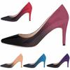New Gradient Women Pumps Fashion Leather Pointed Toe High Heels Shoes Woman Dress Wedding  Ladies Slip-on