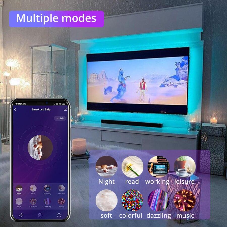 Умные светодиодные фонари Tuya Wi-Fi для гостиной, светодиодные ленты, голосовое управление, подсветка, работа с Alexa Echo/Google Flexible Home