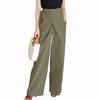 Casual Office Wide Leg Pants Army [JINJUDUO] Women's Pants, Lace-up, Plain, Casual, (L, Green)