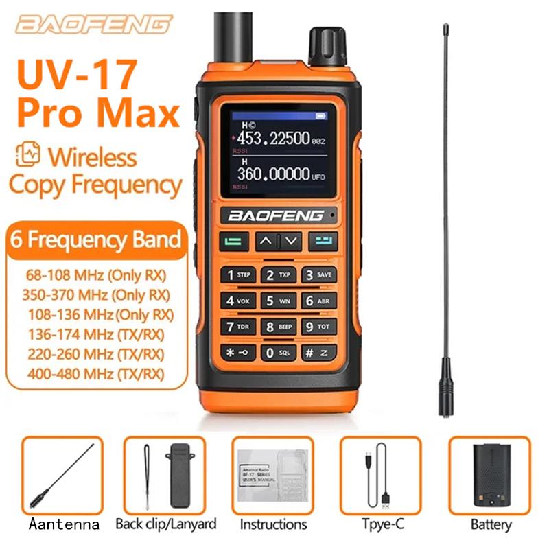 Baofeng UV-17pro Max Air Band Walkie Talkie Draadloze Kopieerfrequentie Lange Afstand Type-C Noaa Am Draagbare UV-5R Ham Tweewe