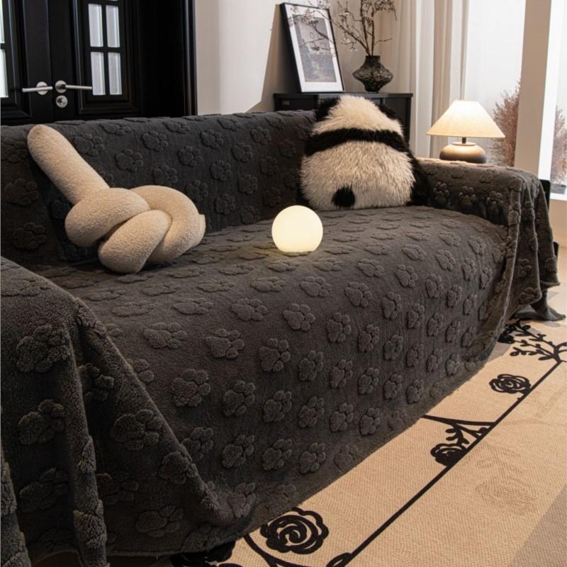 Funda Sofa Living Room Footprint Jacquard Толстый теплый диванный плед Зимний чехол Sherpa для кемпинга и пикника