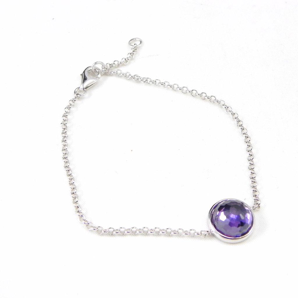 Les Trésors De Lily [G9340] — Серебряный браслет «Линда» с аметистом — 12 мм