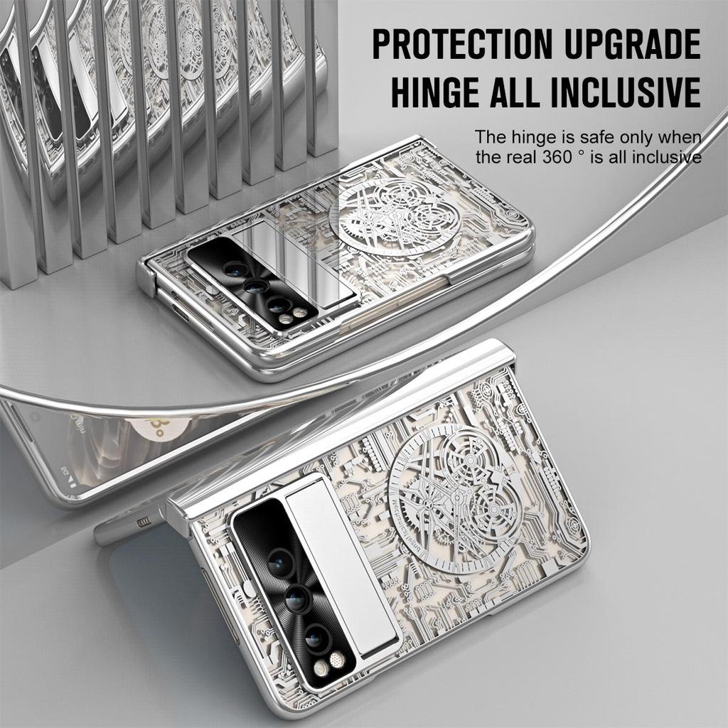 Гальванизированный чехол для телефона Google Pixel Fold со слотом для стилуса, полная защита, защита от падений, для складного экрана.