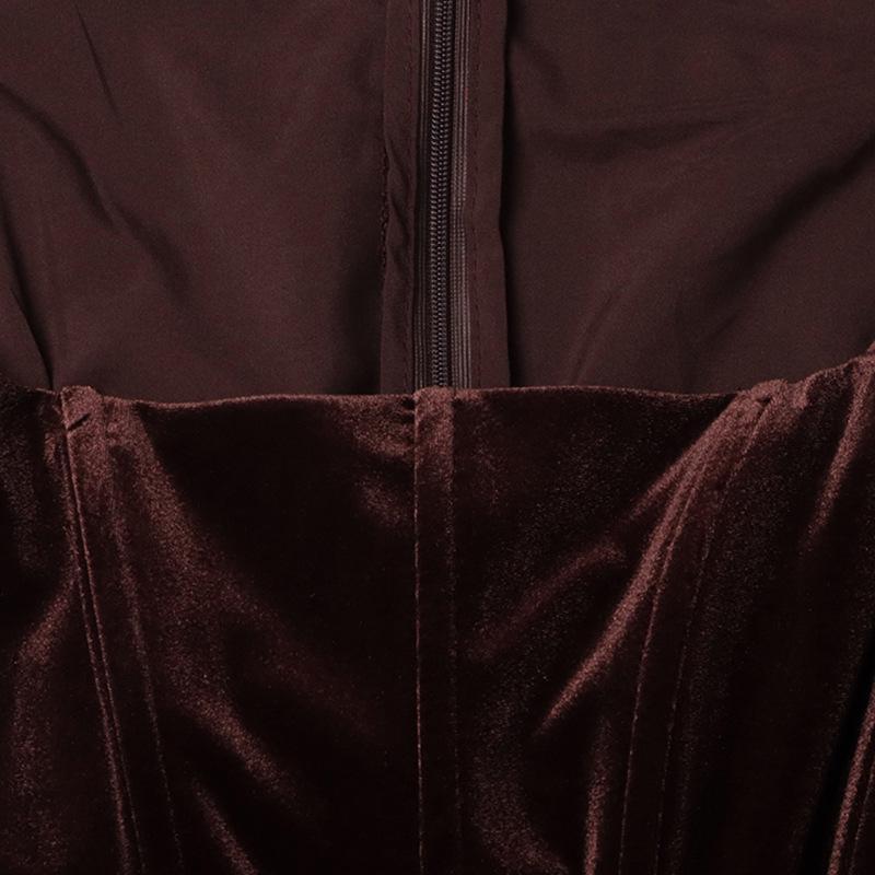 Платье из двух частей из искусственного бархата с переплетением: Весна 2025 г. Утягивающий длинный рукав для женщин