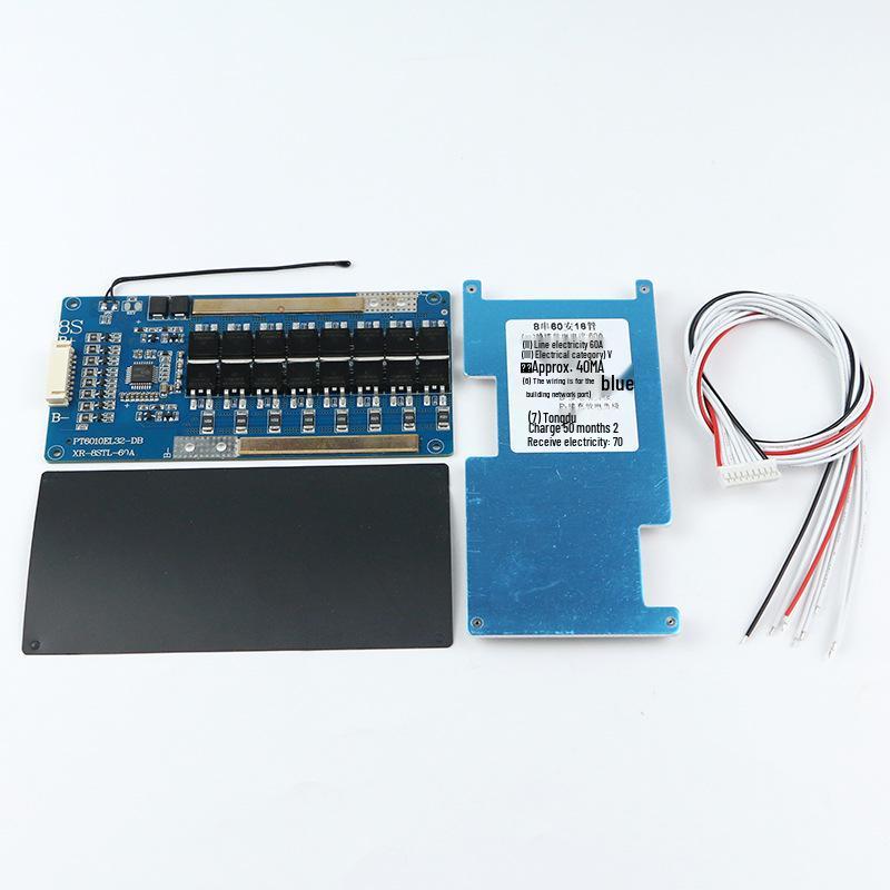 8-String LiFePO4 Battery Protection Board, 24V, 40A/50A/60A, High Current EV Balancer.