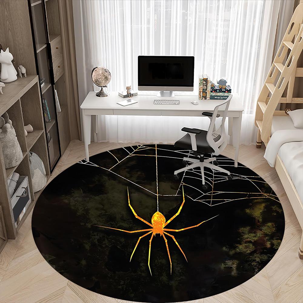 1PCSpider Web Office Round Area Rug, Mat Suitable For Office, Under Office Chairs Bedroom Living Room Home Decor, Room Deco