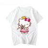 Лето 2026 новая детская футболка hello kitty граффити мультяшный принт чистый хлопок дышащая родитель-ребенок мода короткий рукав