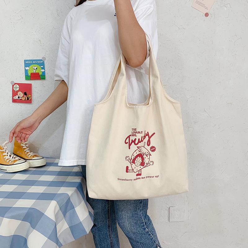 Fashion Single Shoulder Portable Large-capacity Canvas Bag Women's Bag Simple and Fresh Shopping Bag Can Be
