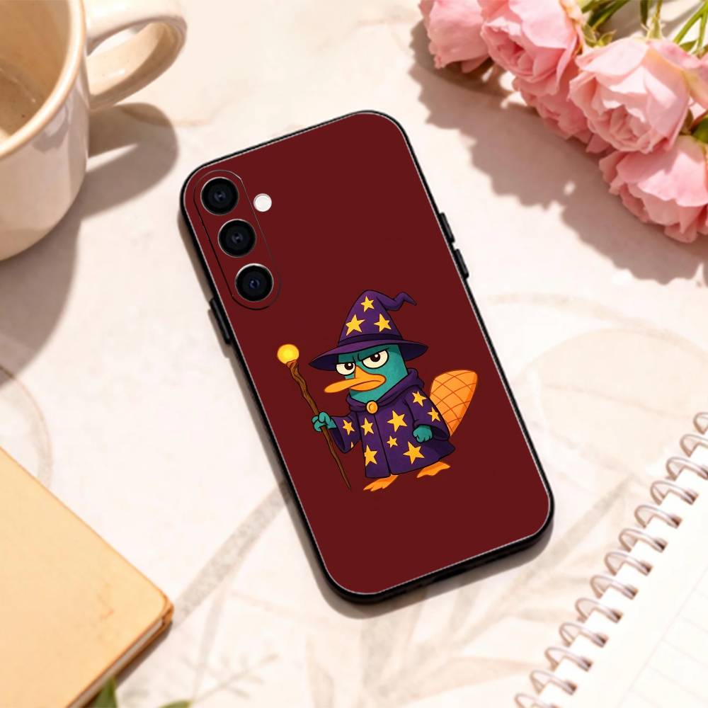 Милый мультяшный Утконос П-Перри чехол для телефона для Samsung Galaxy A73,A72,A71,A70,A53,A52,A51,Другие мягкий черный корпус