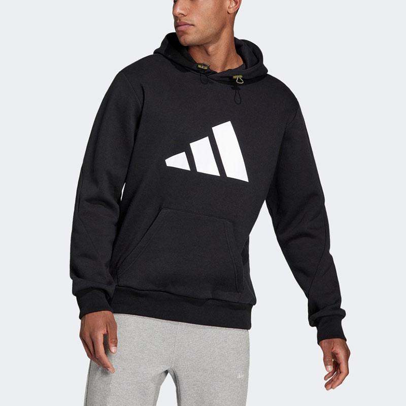 Adidas Sweatshirts Men's Black Hooded Moderate Regular H46512