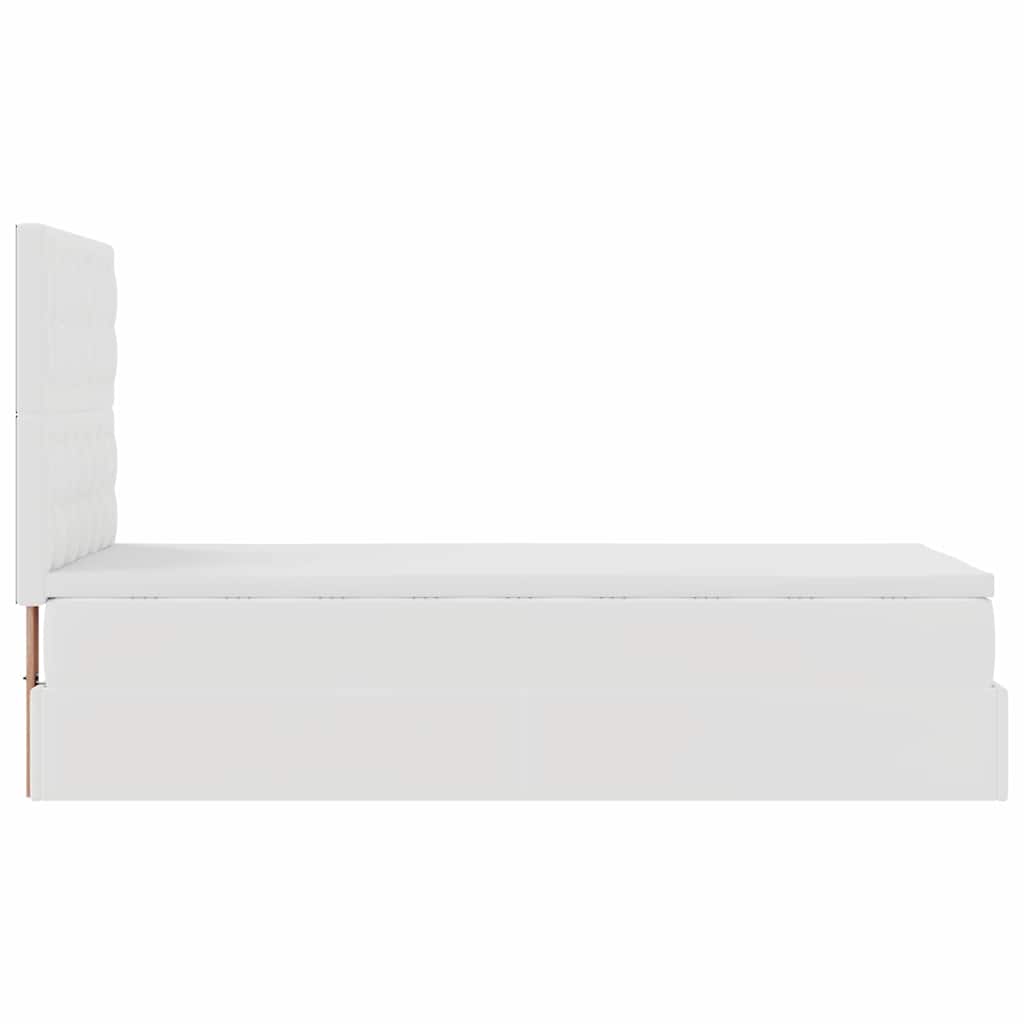 Ottoman Bed with Mattress & LEDs White 90x200 cm Faux Leather
