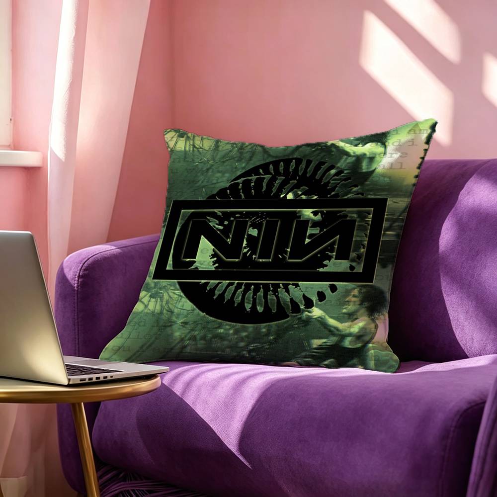 Nine Inch Nails Band Anime Square DoubleSided printed Pillow Case Bedroom Bedside Pillow Sofa Cushion Cover