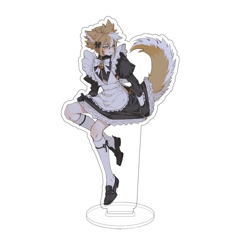 Креативная аниме-фигурка горничной Genshin, ударная подставка, модель, брелок для ключей Venti Xiao Scaramouche Cyno Diluc Dainsleif, вывеска на столе