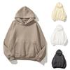 Men Fall Winter Hoodie Double Layers Solid Color Loose Big Pocket Soft Loose Pullover Long Sleeve Elastic Cuff Hooded Streetwear Men Hoodie