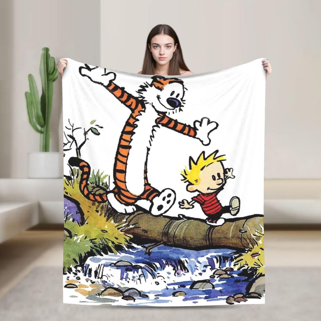 Airplane Travel Calvined and Hobbes Throw Blanket  Flannel Bedspread For Couch Chair Sofa Bed Novelty Sofa Bed Cover