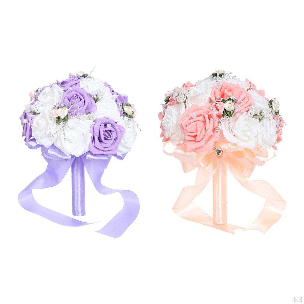 Bridal Toss Bouquet with Artificial Rose Flower for Centerpieces And Ceremony