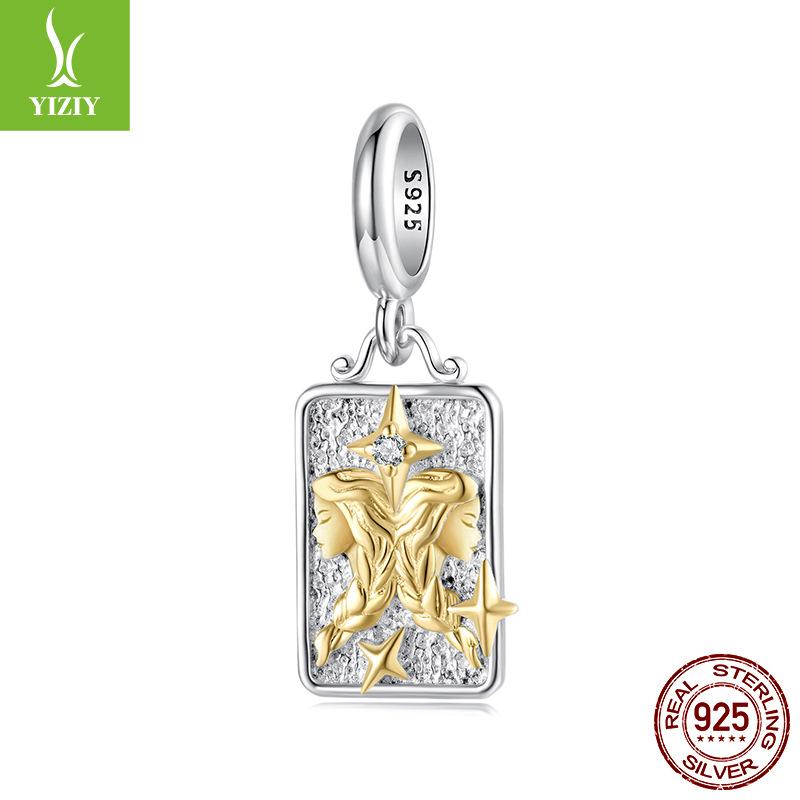 S925 Стерлинговое Серебро Подвеска Двенадцать Созвездий Ювелирные Аксессуары Персонализированные Универсальные DIY Бусины