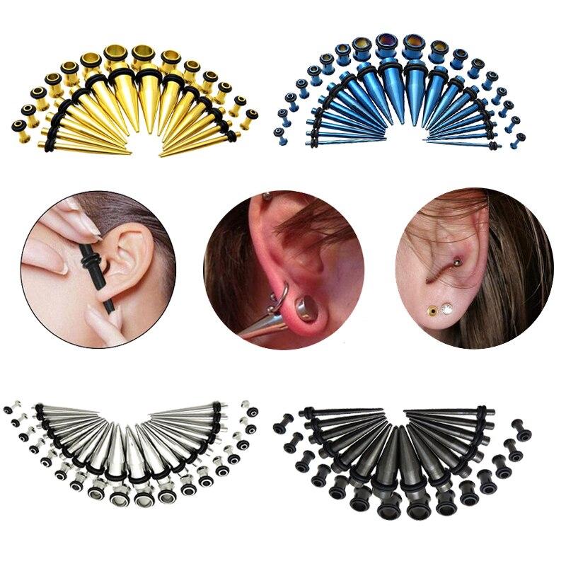 36 шт./лот, разноцветные акриловые ушные манометры, наборы для растяжки с конусом и вилкой, винтажный черный расширитель для ушей, ювелирные изделия 1,6 мм-10 мм
