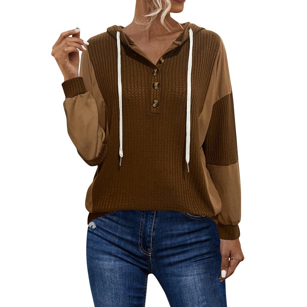 Женская однотонная рубашка с капюшоном и длинными рукавами на пуговицах