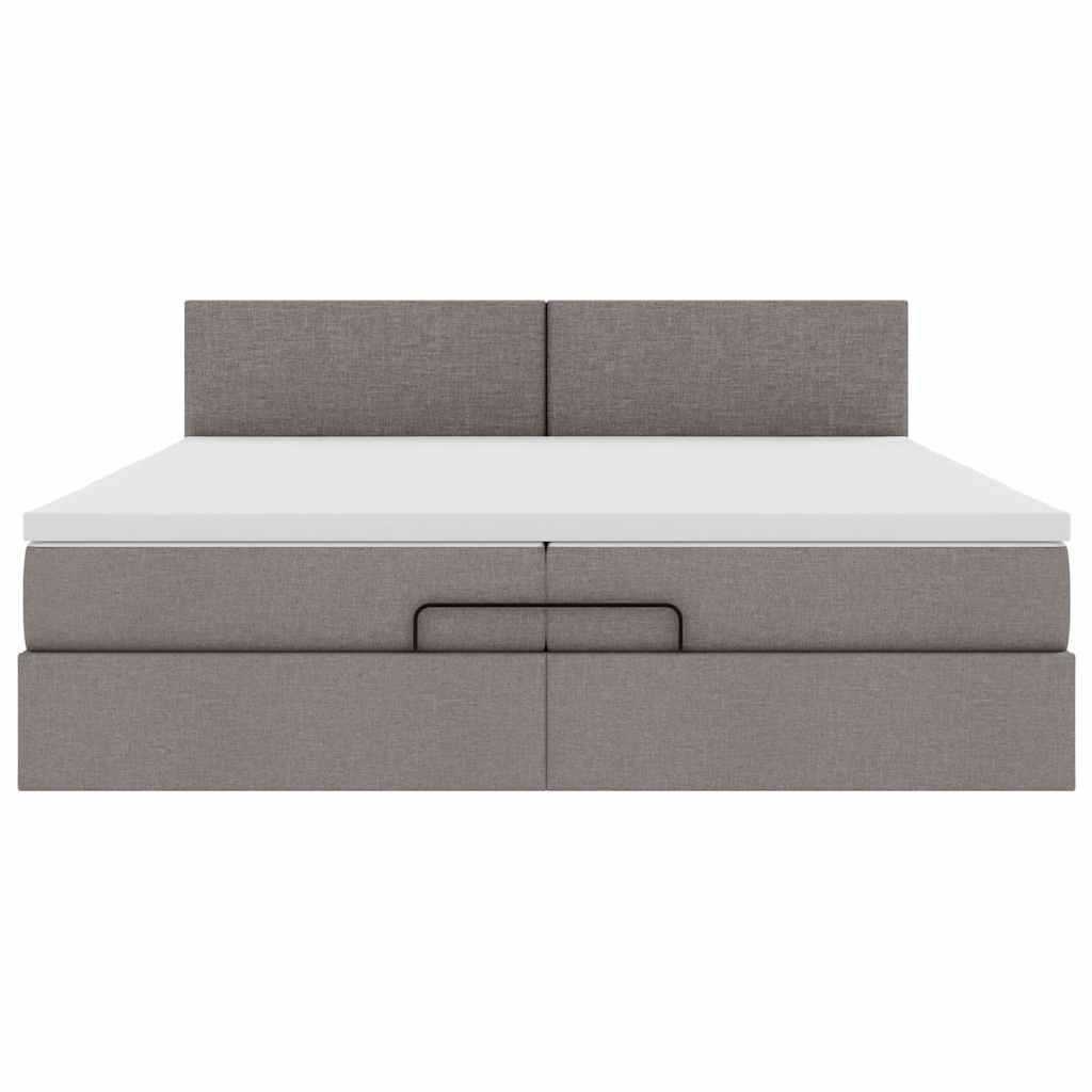 Ottoman Bed with Mattress Taupe 200x200 cm Fabric