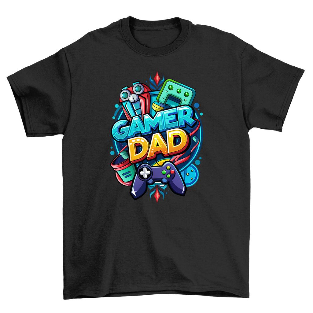 Gamer Dad Superhero Controller T-Shirt Mens Womens Tees Top - Powered by Love and Coffee! Unleash you
