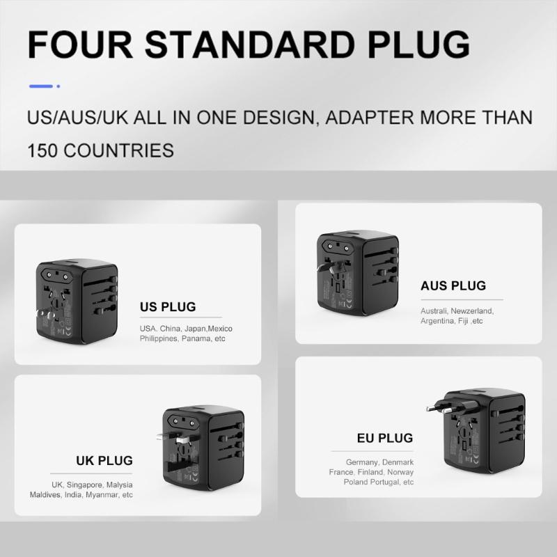Power Adapter World Wide All In Adapter 3 USB Type Plug Wall