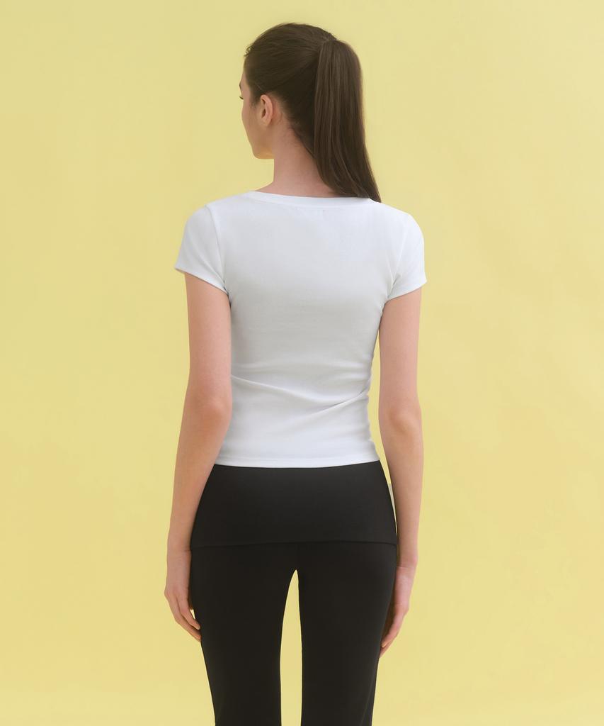 MUSINSA STANDARD WOMAN Женская облегающая футболка с круглым вырезом и короткими рукавами [Белый]