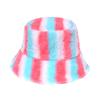New Thermal Basin Hat Imitation Rabbit Hair Female Internet Celebrity Trend Female Colorful Rainbow Striped Bucket Hat Winter 2025