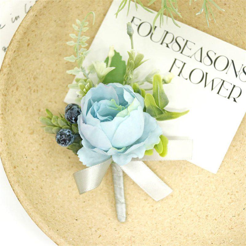 Гость, банкет, вечеринка, свадьба, стиль Мори, наручные цветы, свежий синий цвет, корсаж