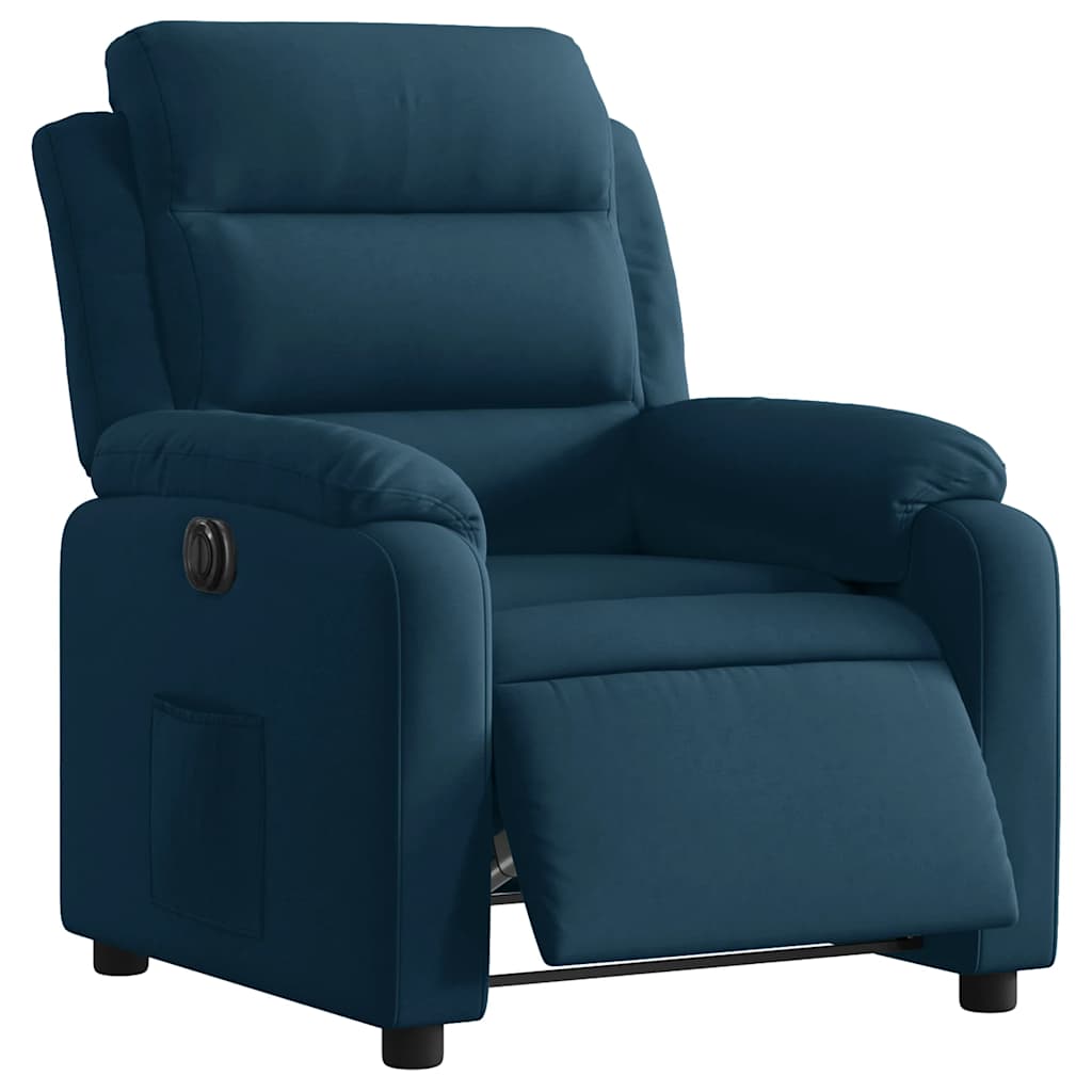Electric Recliner Chair Blue Velvet