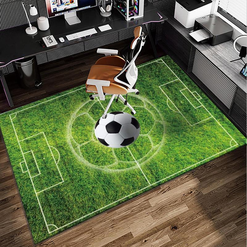 Flaming Soccer Ball Office Rug Chair Mat, Entryway Carpet, Suitable for Front Door, Bedroom, Living Room, Desk, Holiday Gift