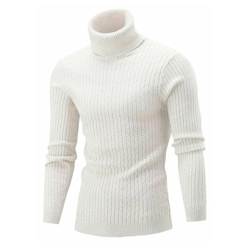 Autumn And Winter Turtleneck Sweater Men'S Trendy Twisted Flower Long-Sleeved Slim-Fitting Men'S Knitted Sweater Pullover Bottoming Shirt
