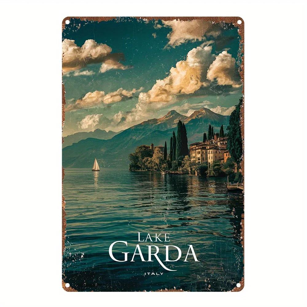 Vintage Lake Garda Italy Aluminum Sign, Ideal Gift for Home Decor for Bedroom, Kitchen, Game Room, Balcony, Garden, Porch, Bar