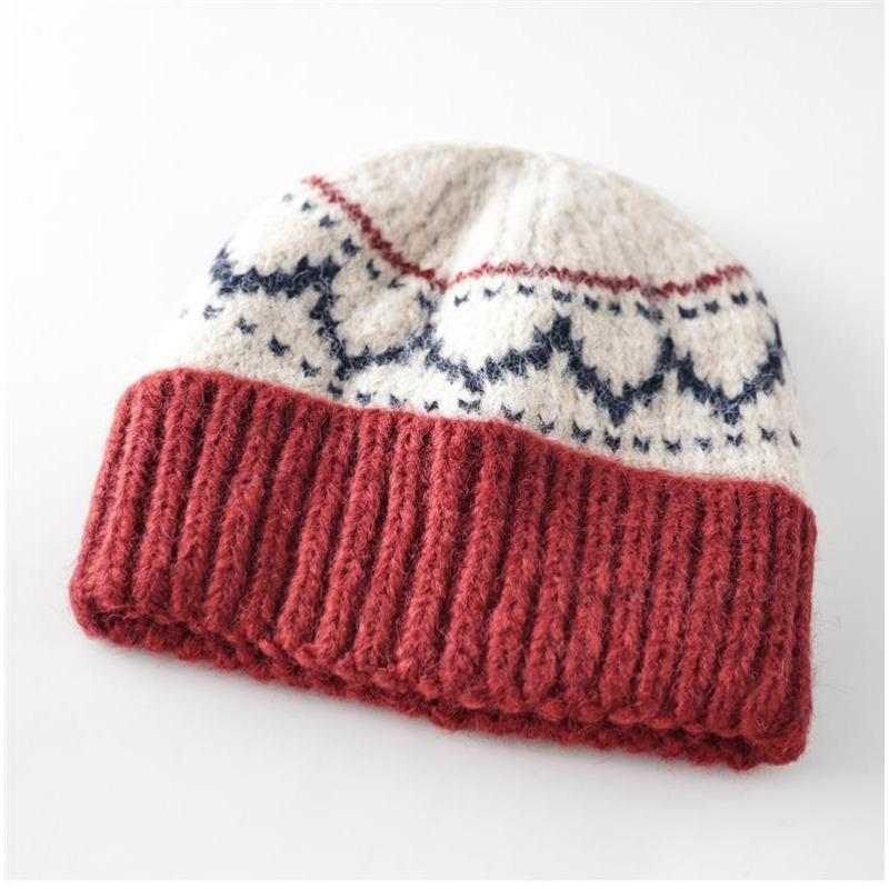 Unisex Retro Jacquard Knit Hat Warm Ear Protection Autumn Winter