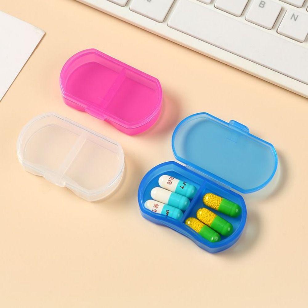 With Lid Mini Medicine Box Snap-on design Pill Packing Box Simple 2-gird Pill Box  Storage Box