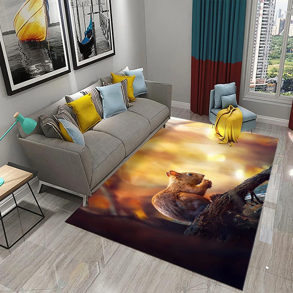 Милый ковер с белкой, забавный коврик для пола с диким животным для декора ванной комнаты, ковер противоскользящий для гостиной, кухни, коврики для ванной комнаты
