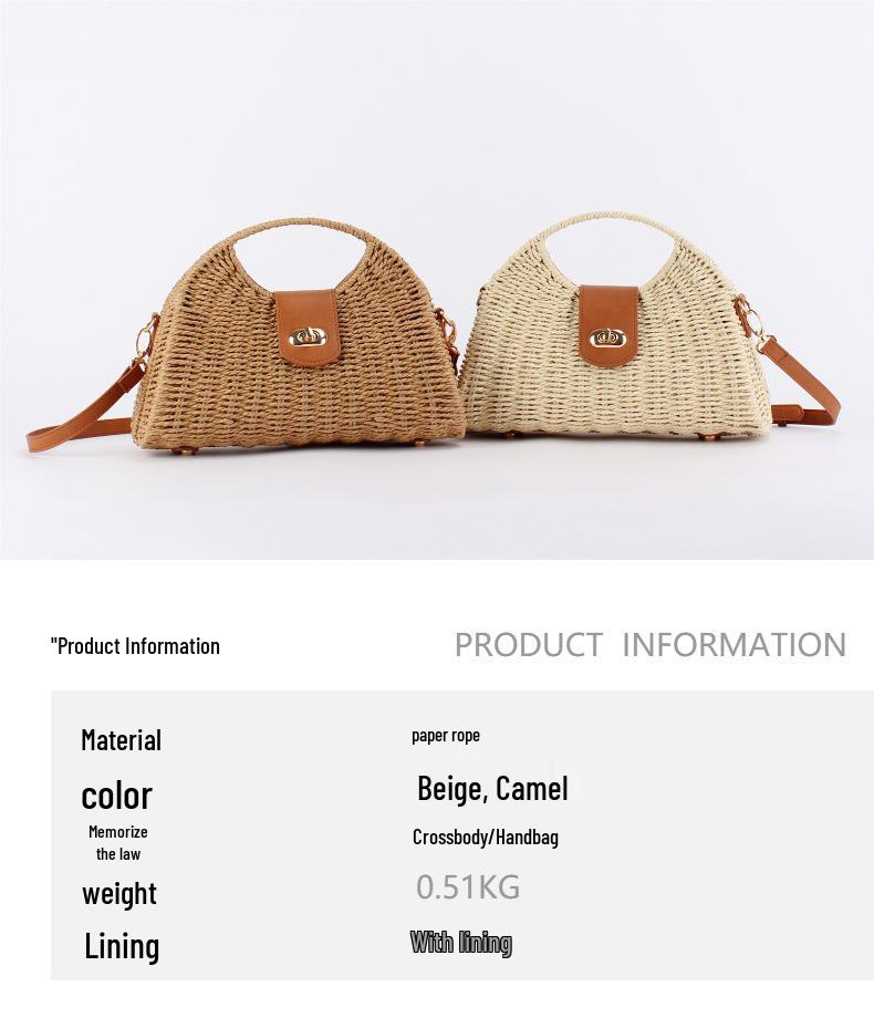 Trendy Hand-Woven Designer Paper Rope Straw Crossbody Bag for Women