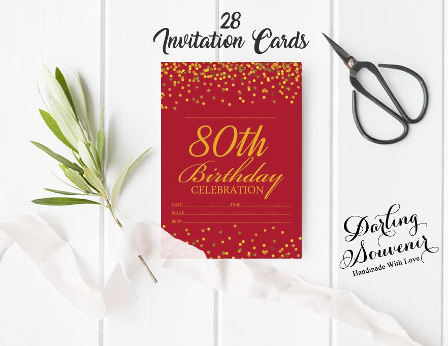 Darling Souvenir Red Birthday Invitation Card 28 шт. Заполните или напишите пустые приглашения для печати Принадлежности для вечеринок 5x7