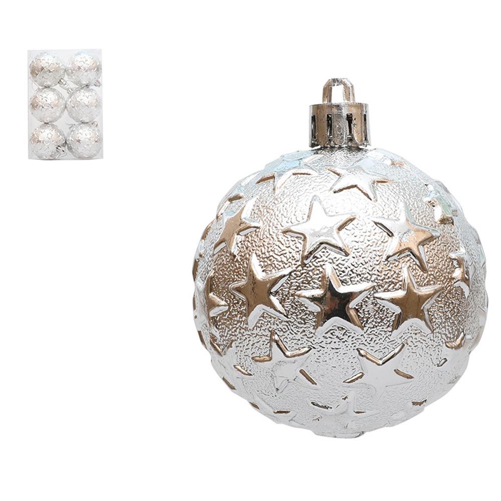 6pcs Colorful Star Christmas Balls Set Shatterproof Xmas Tree Pendants  Merry Christmas Decoration