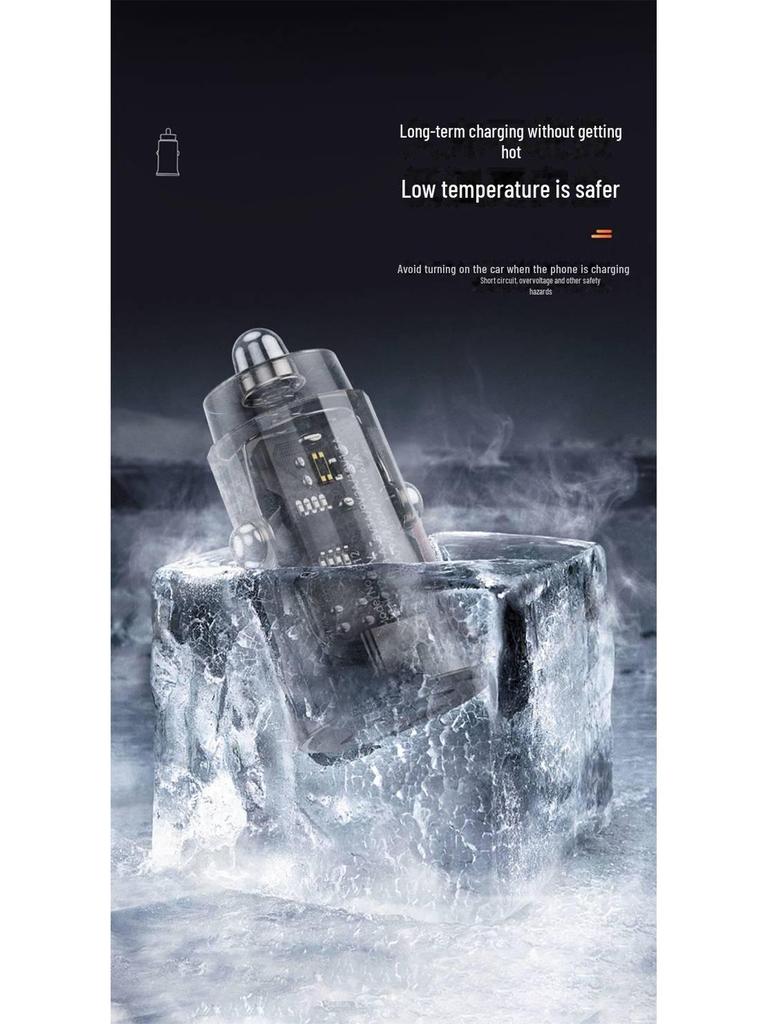 PISEN Прозрачное двухпортовое автомобильное зарядное устройство 30 Вт, A+C, Быстрая зарядка для Apple и Huawei