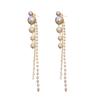 Pearl Long Fringed Earrings with Diamonds Elegant Personality Internet Celebrity Stud Earrings Women