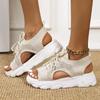Fashion Summer Women Sandals Mesh Casual Shoes White Thick-Soled Lace-Up Sandalias Open Toe Beach Shoes for Women New Zapatos Mujer
