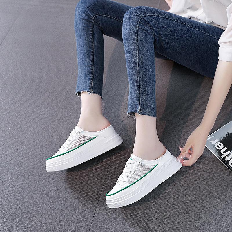 Summer Trendy Women's Half Slippers Fashion Breathable Platform Shoes Modern Sandals Small White Shoe Korean Student Shoes Mujer