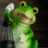 Solar Frog Garden Statue with LED Lantern Outdoor Yard Patio Decorative Piece Ideal for Mother's Day Or Housewarming Gifts