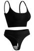 Unigrand Sports Bra Medium Solid Night Bra & T-Back Set, Support, Color, Built-in Cup, Wireless, (2XL, Black)