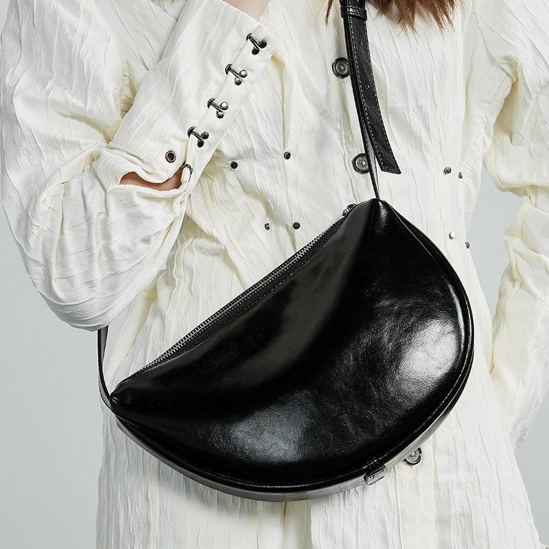 Новая женская сумка-пельмень из натуральной кожи, ленивая сумка-полумесяц, большая вместимость, сумка через плечо на одном плече