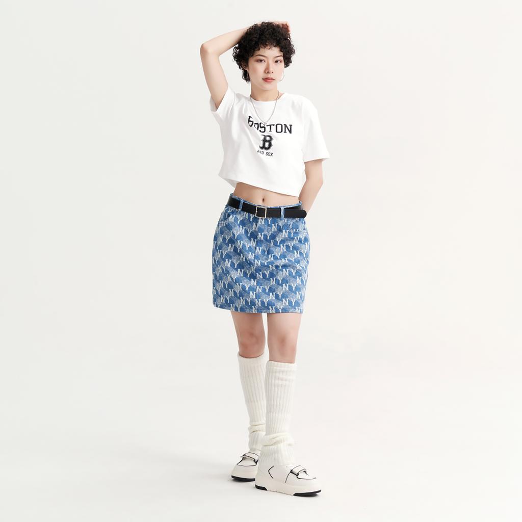 MLB Collegiate Style Boston Red Sox Summer Breathable High-Value American Vintage Short Sleeve T-Shirt Women T-Shirts White 3FTSV0333-43WHS
